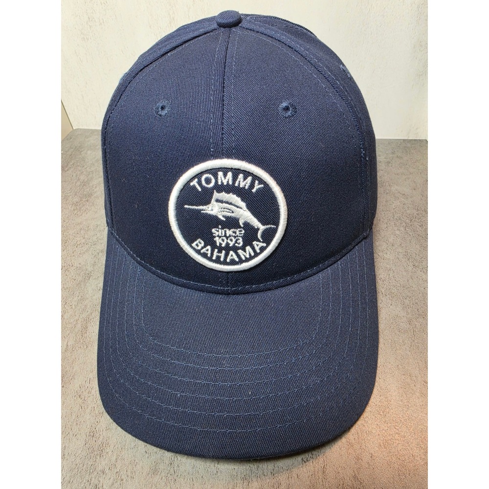 Tommy Bahama Mens Navy Blue Marlin Logo Embroidered Adjustable Baseball Hat Cap